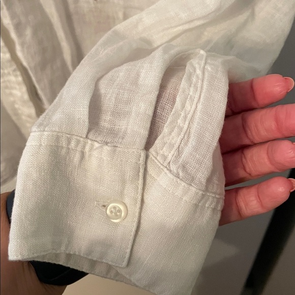 Rails Small Charli White Rose Gold Star Embroidered Shirt Linen Blend Button Up - Picture 6 of 9